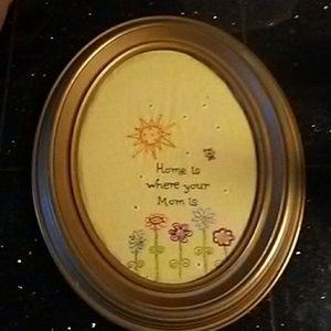 Sweet Oval Antique Framed Embroidered Picture